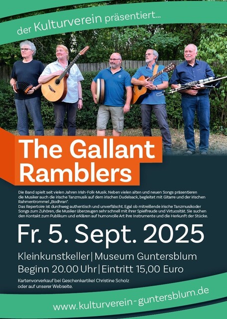 The Gallant Ramblers spielen am 5. September im Museumskeller Guntersblum